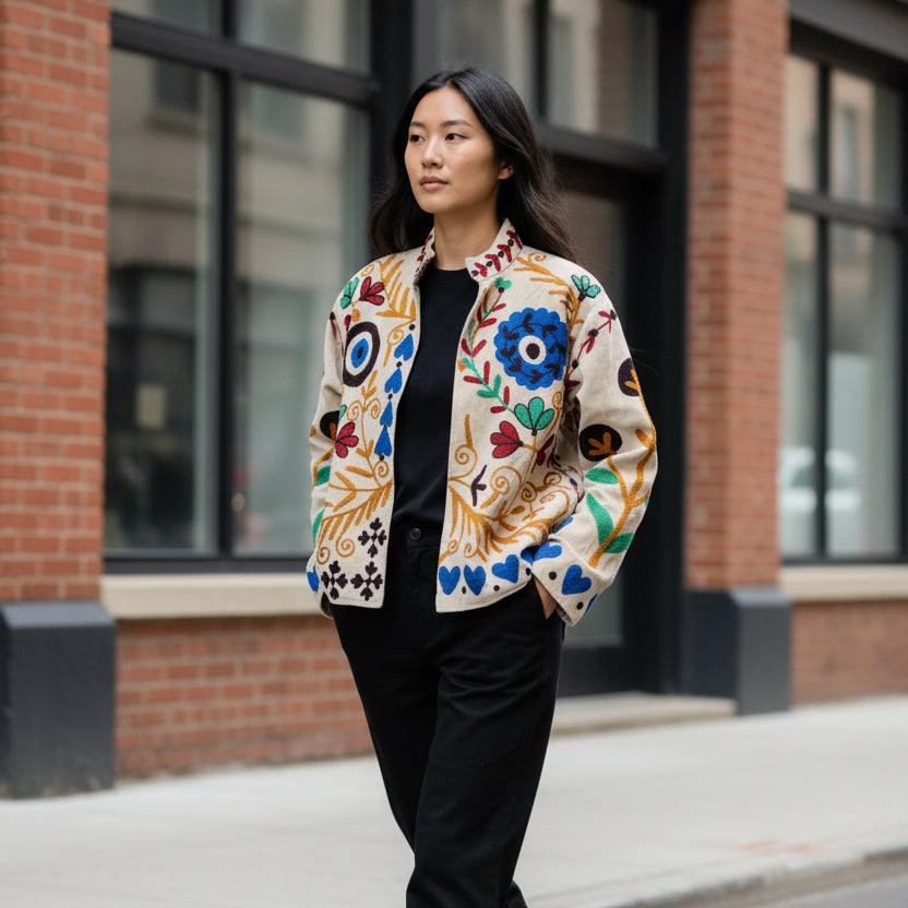 Velvet Suzani Embroidered Jacket – Les Sutras