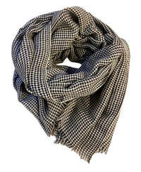 Les Sûtras Unisex Wool Scarf – Black Checks
