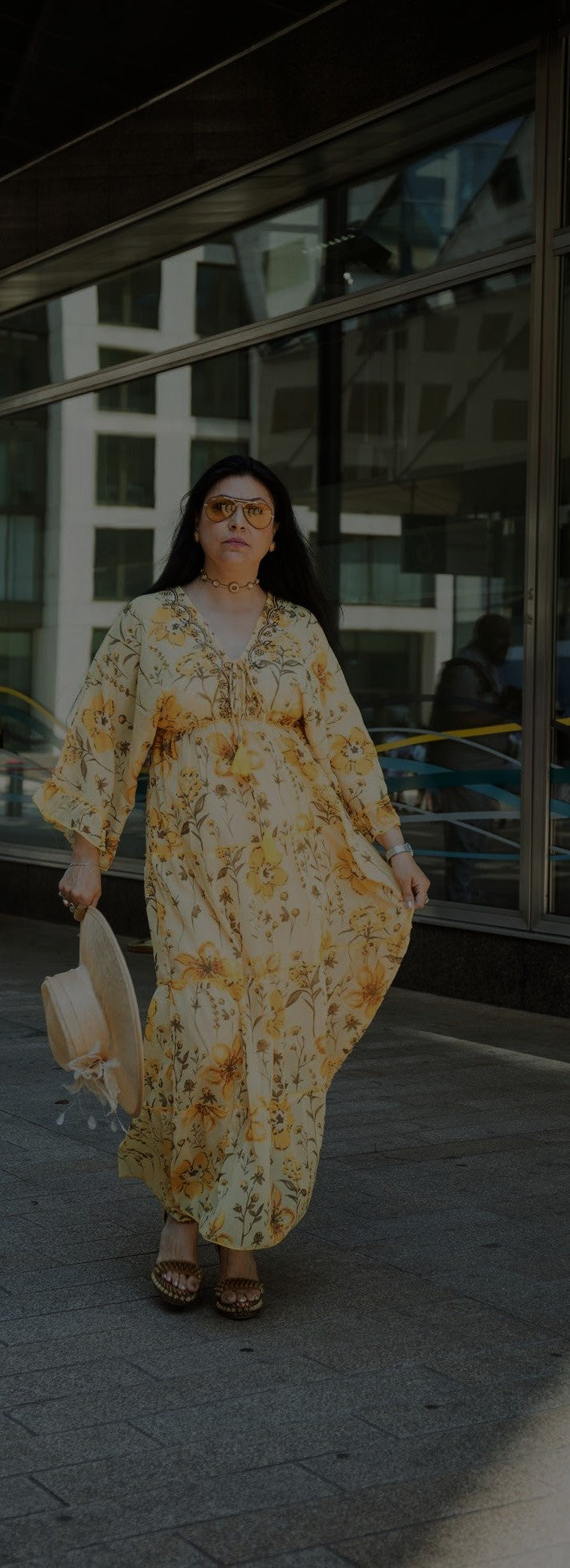 Robe multicolore en soie et viscose