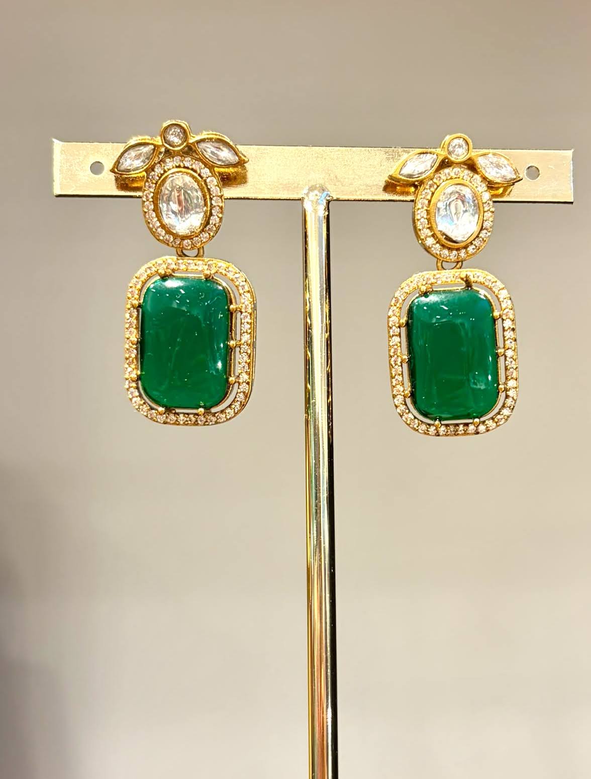 Emerald Green Crystal Drop Earrings