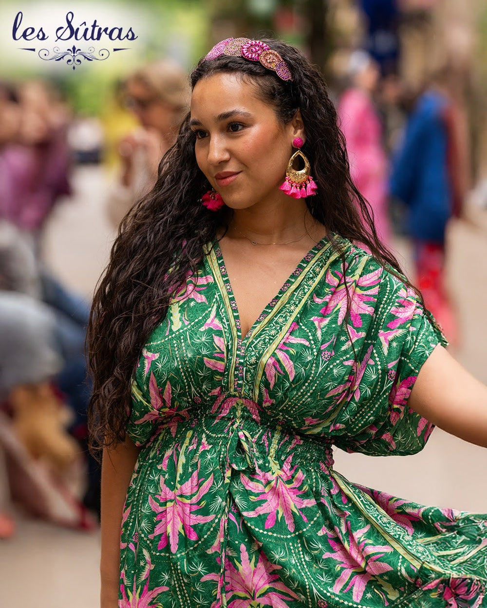 Les Sutras Green Silk Maxi Dress
