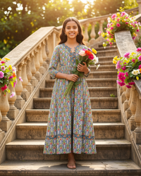 Robe multicolore en soie et viscose
