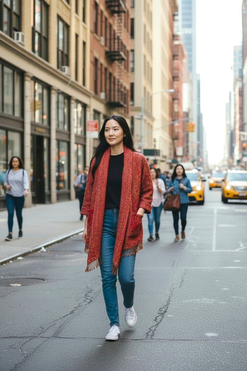 Wool Jacket Overlay Red
