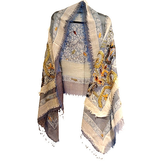 Wool Layer scarf with Threadwork