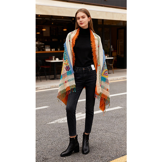 Wool Layer scarf with Threadwork