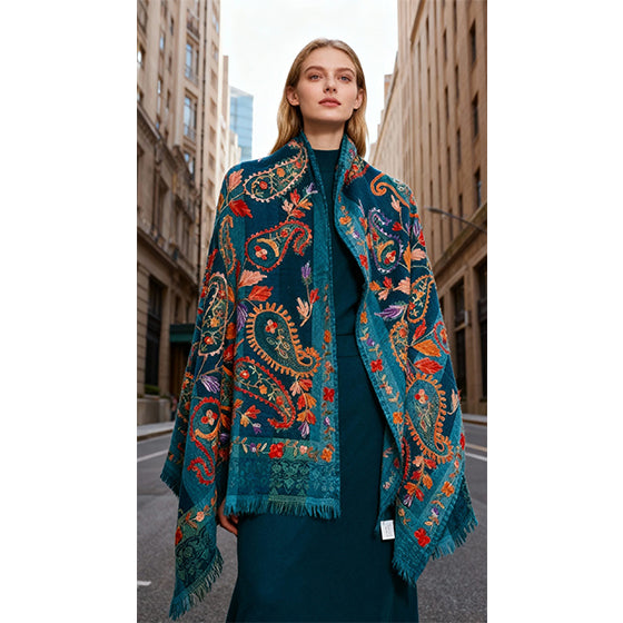 Wool scarf with Threadwork