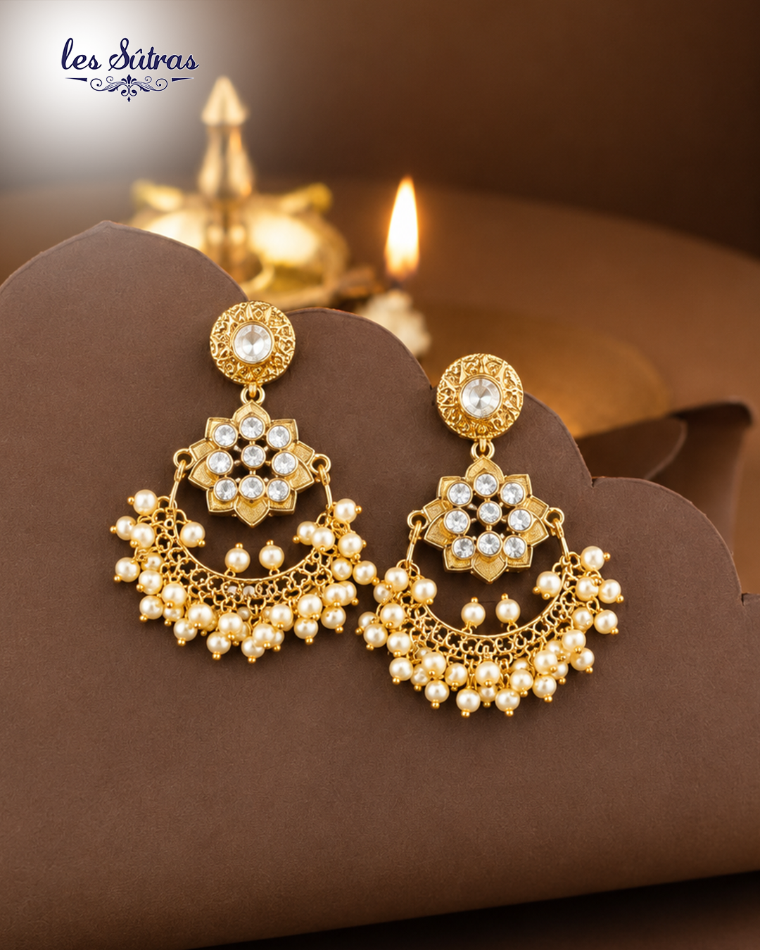 Antique Gold Pearl Fringe Earrings