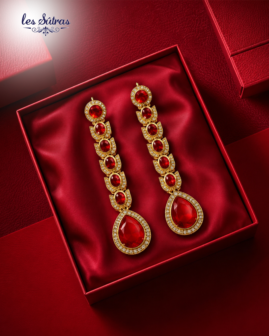 Red Teardrop Drop Earrings