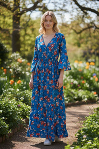 Mehrfarbiges Seidenviskosekleid