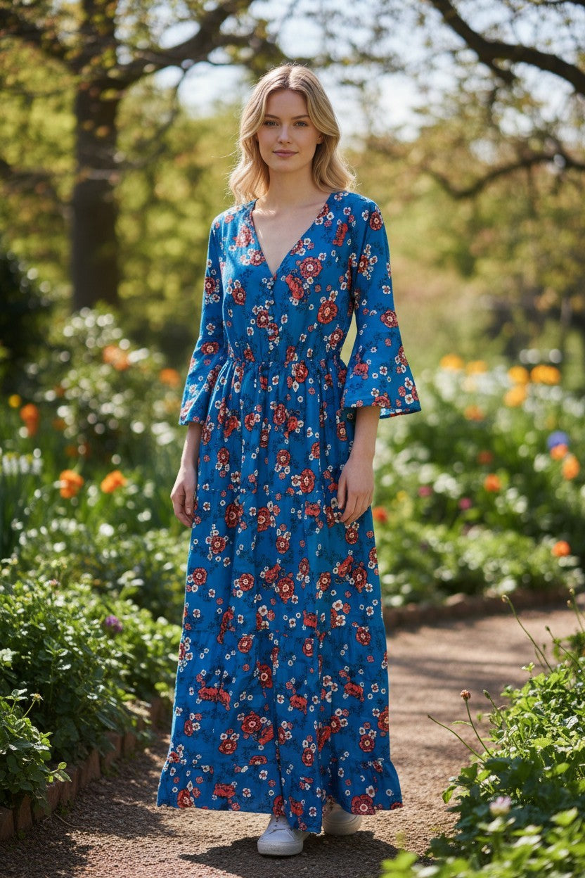 Mehrfarbiges Seidenviskosekleid