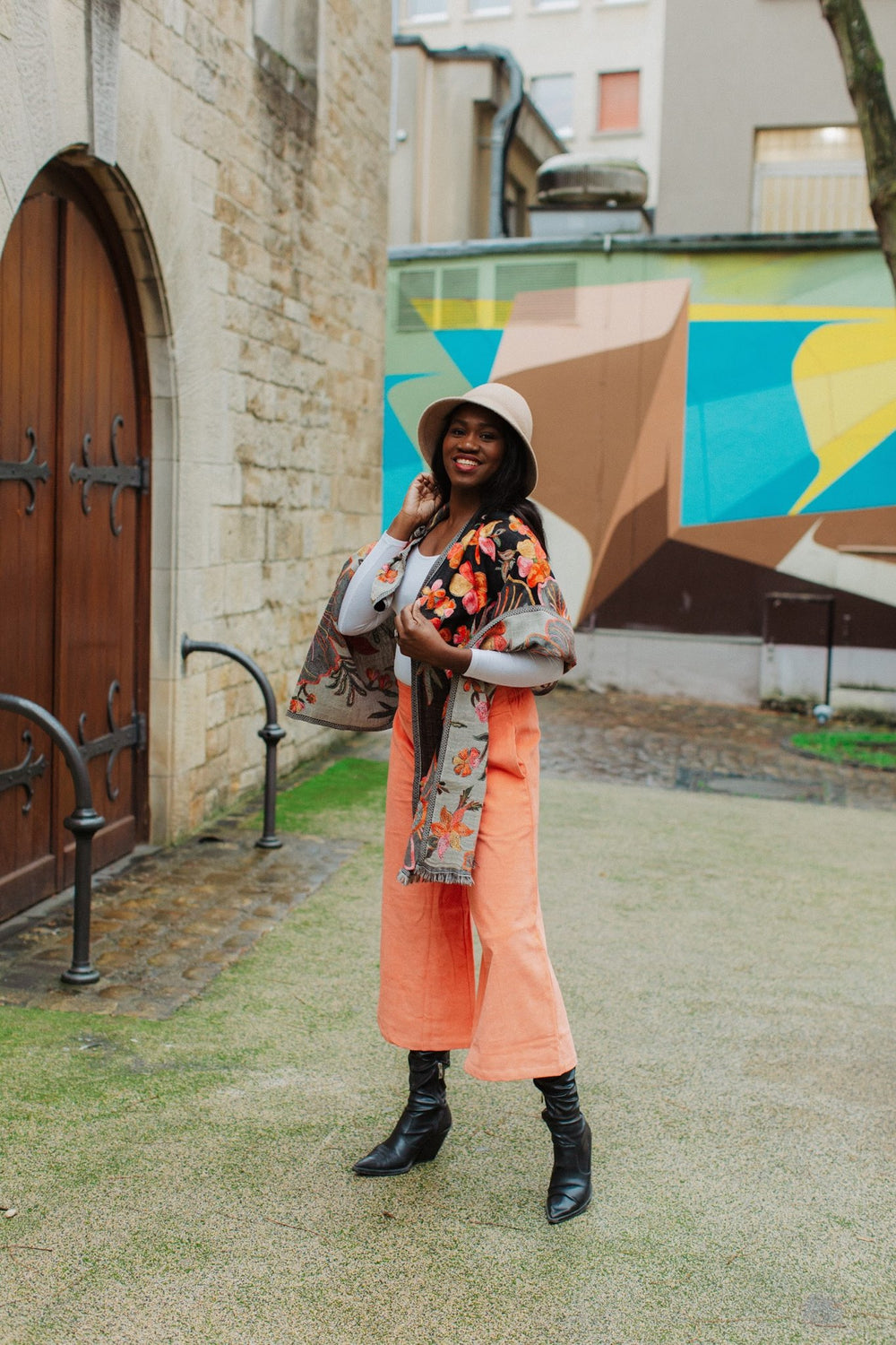 Cordroy Pallazo in Peach