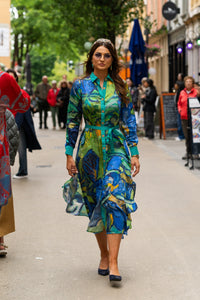 Robe multicolore en soie et viscose