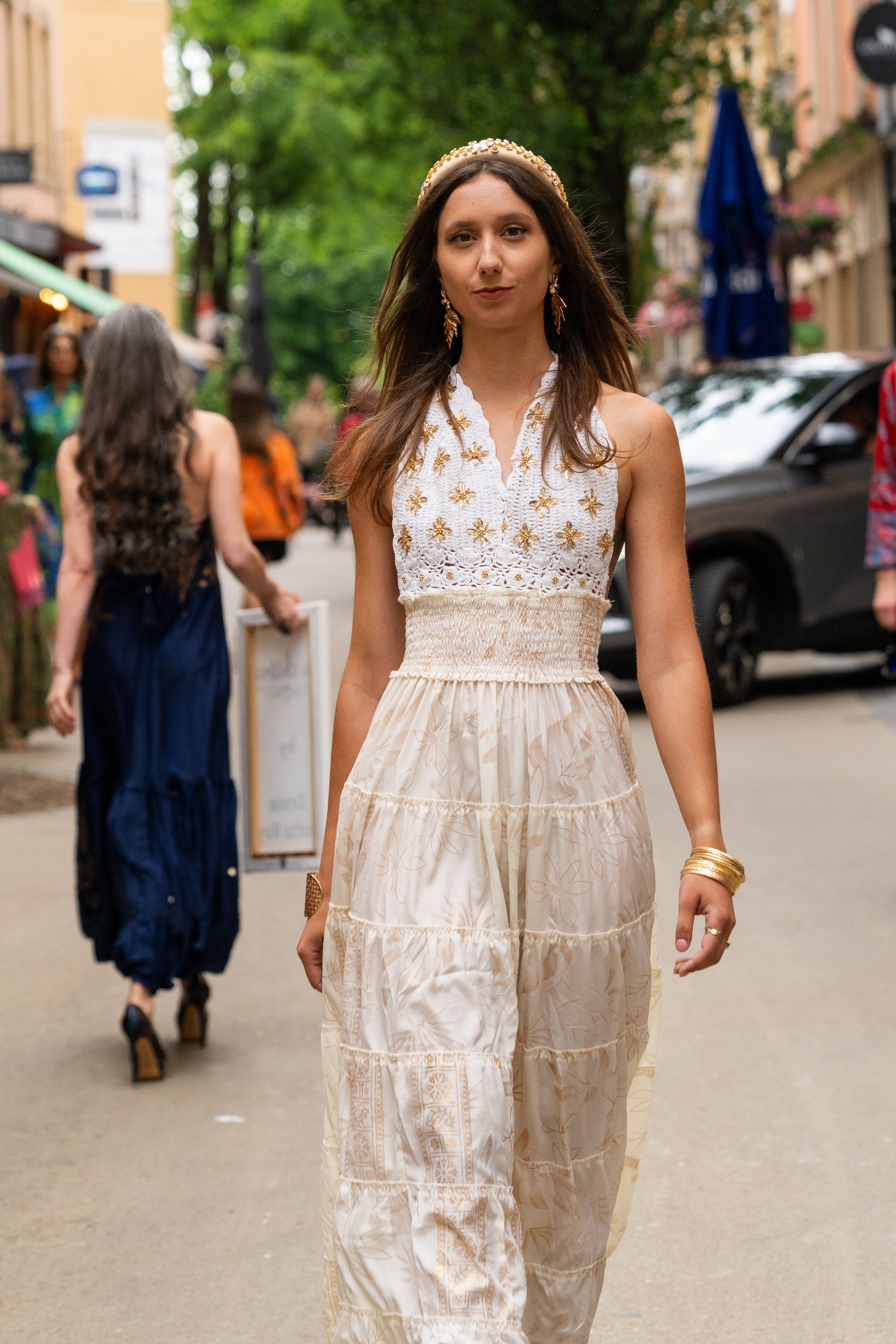 Robe multicolore en soie et viscose