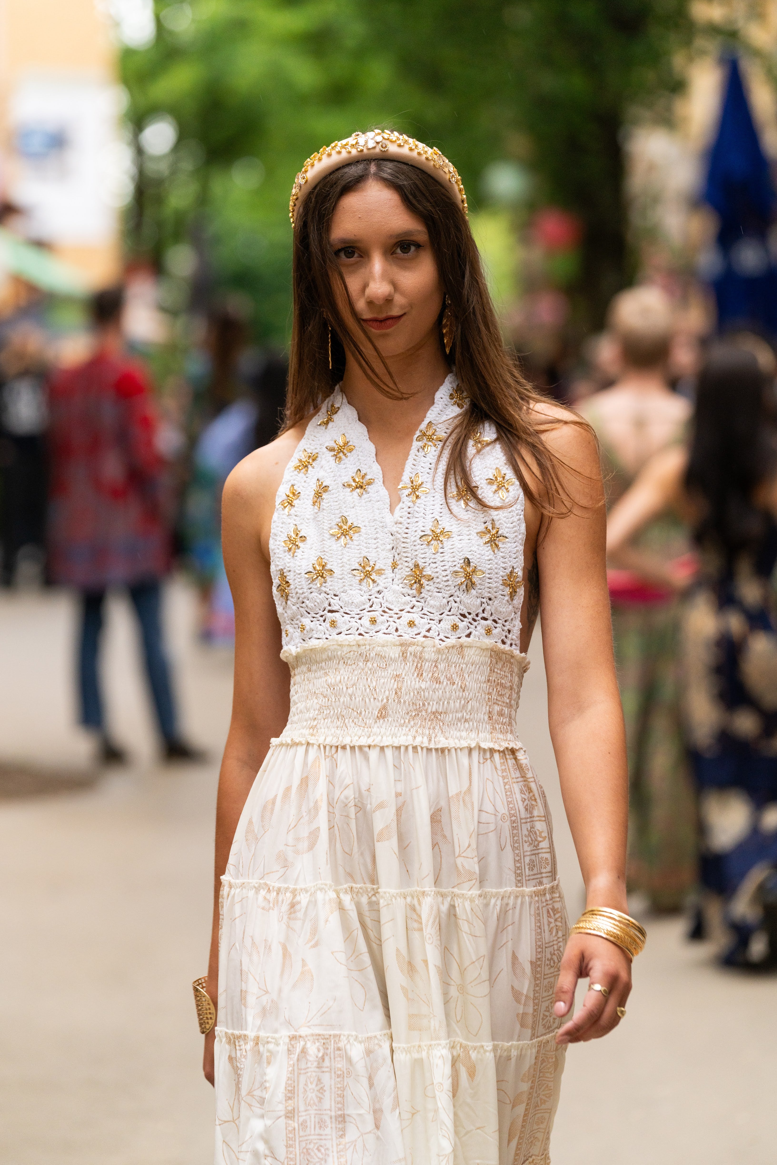 Robe multicolore en soie et viscose