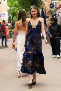 Robe multicolore en soie et viscose