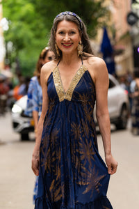 Robe multicolore en soie et viscose