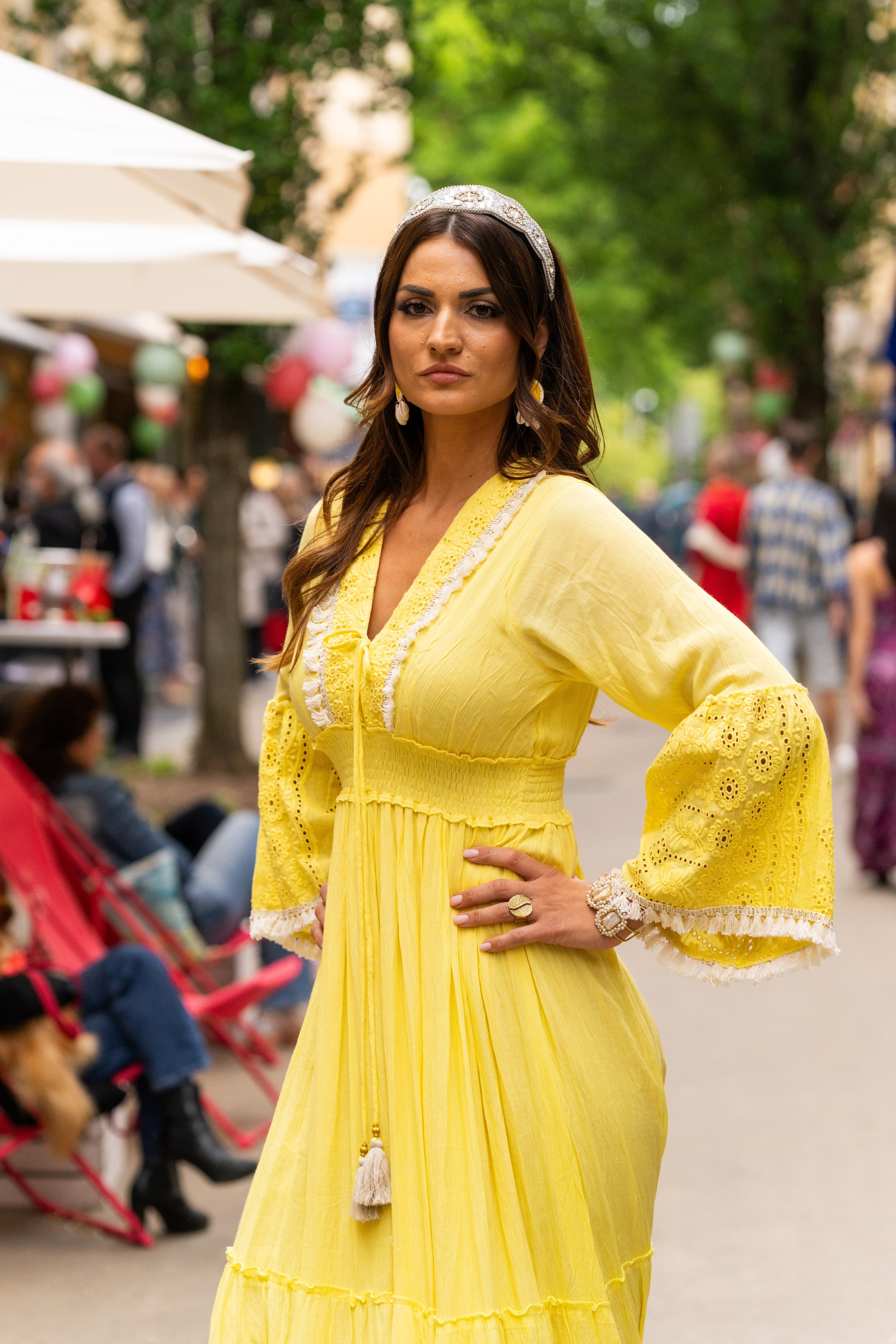 Robe multicolore en soie et viscose