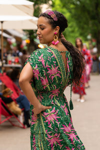 Les Sutras Green Silk Maxi Dress