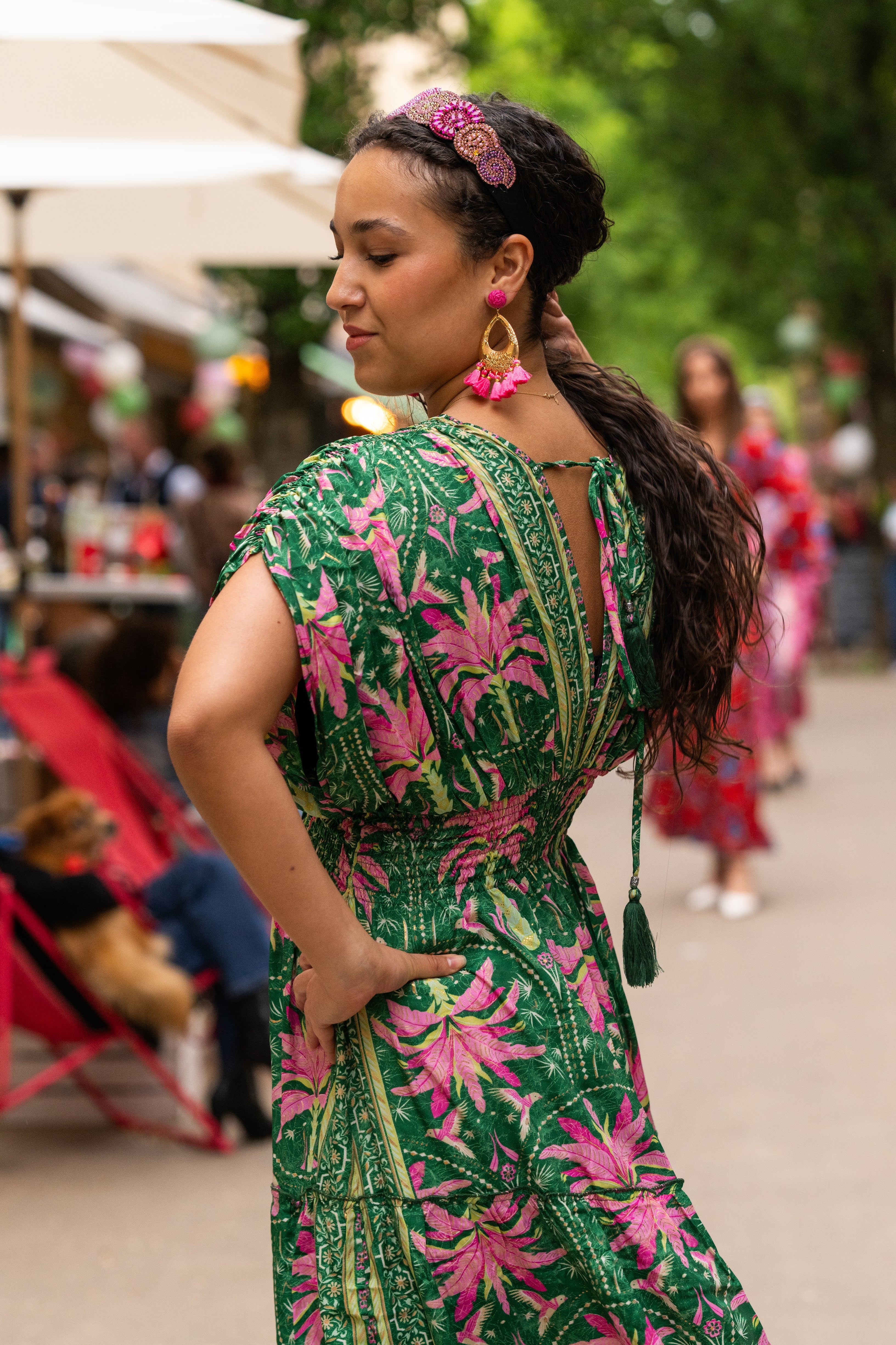 Les Sutras Green Silk Maxi Dress