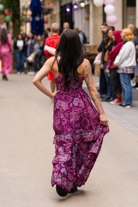Purple Embellished Silk Maxi Dress - Sleeveless