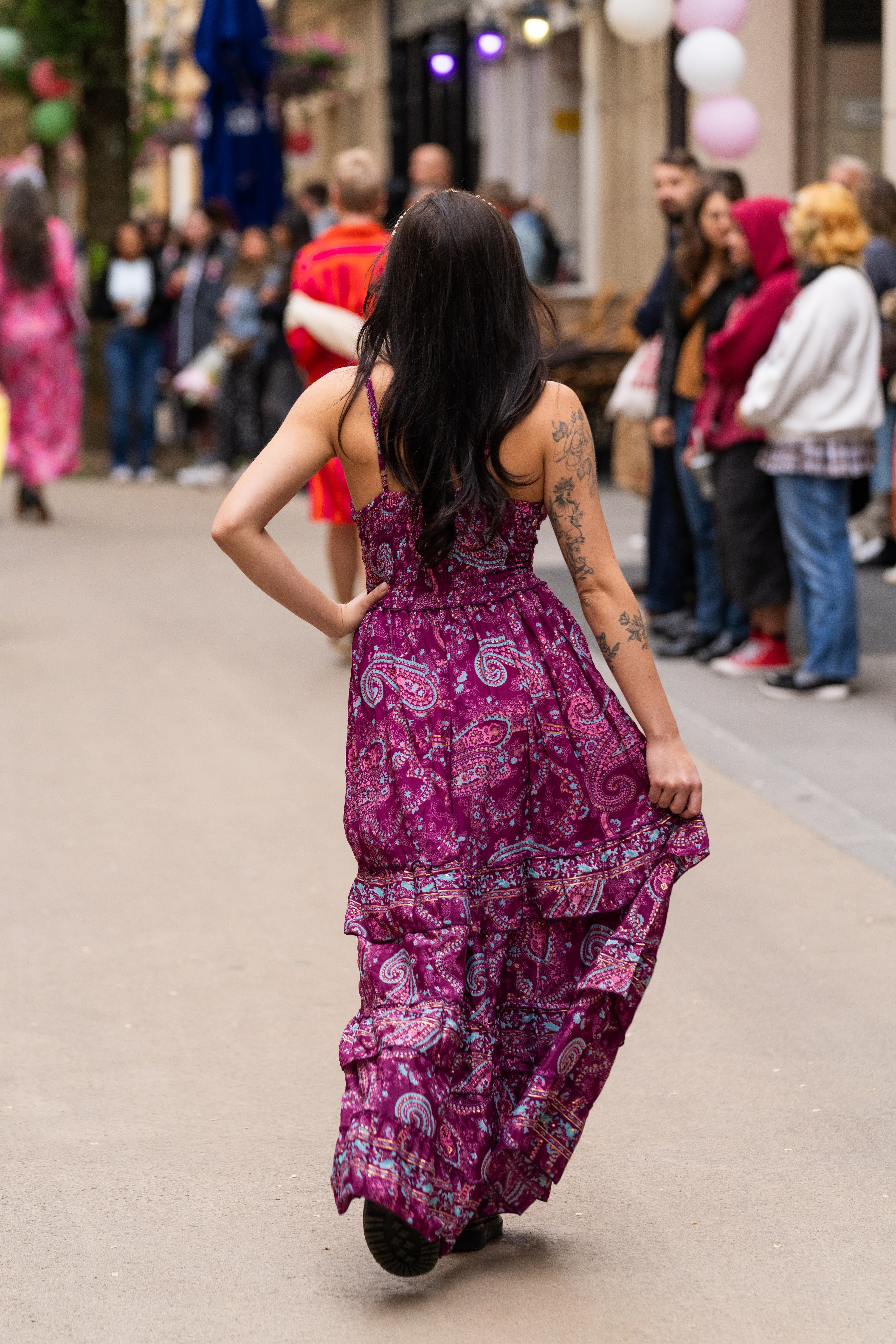 Purple Embellished Silk Maxi Dress - Sleeveless