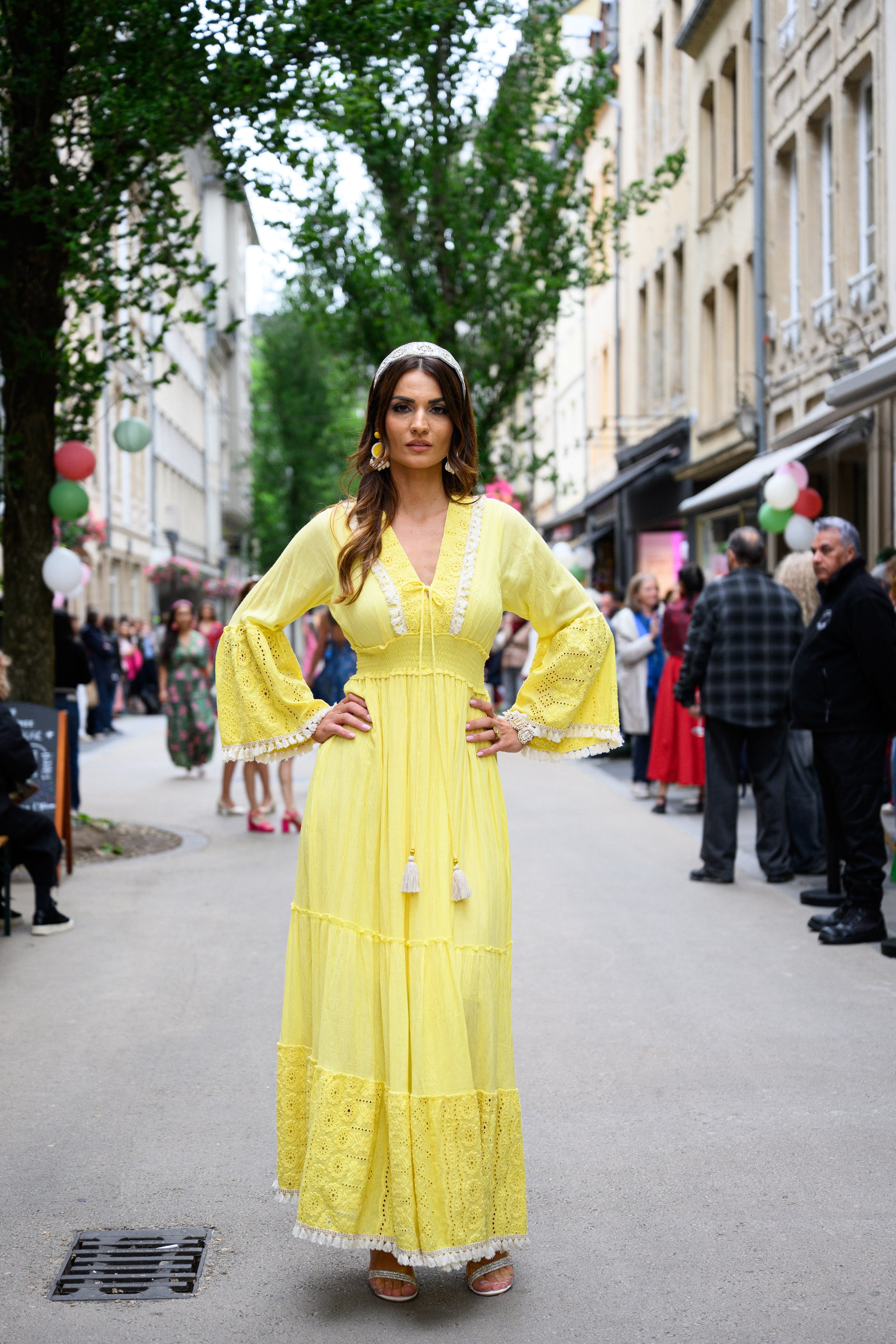 Robe multicolore en soie et viscose