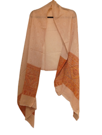Les Sûtras Fine Wool Scarf with Ornate Border – Camel