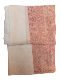 Les Sûtras Fine Wool Scarf with Ornate Border – Camel