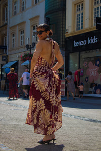 Robe multicolore en soie et viscose