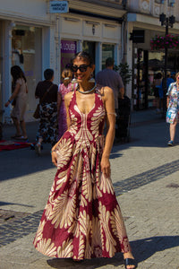 Robe multicolore en soie et viscose