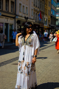 Robe multicolore en soie et viscose