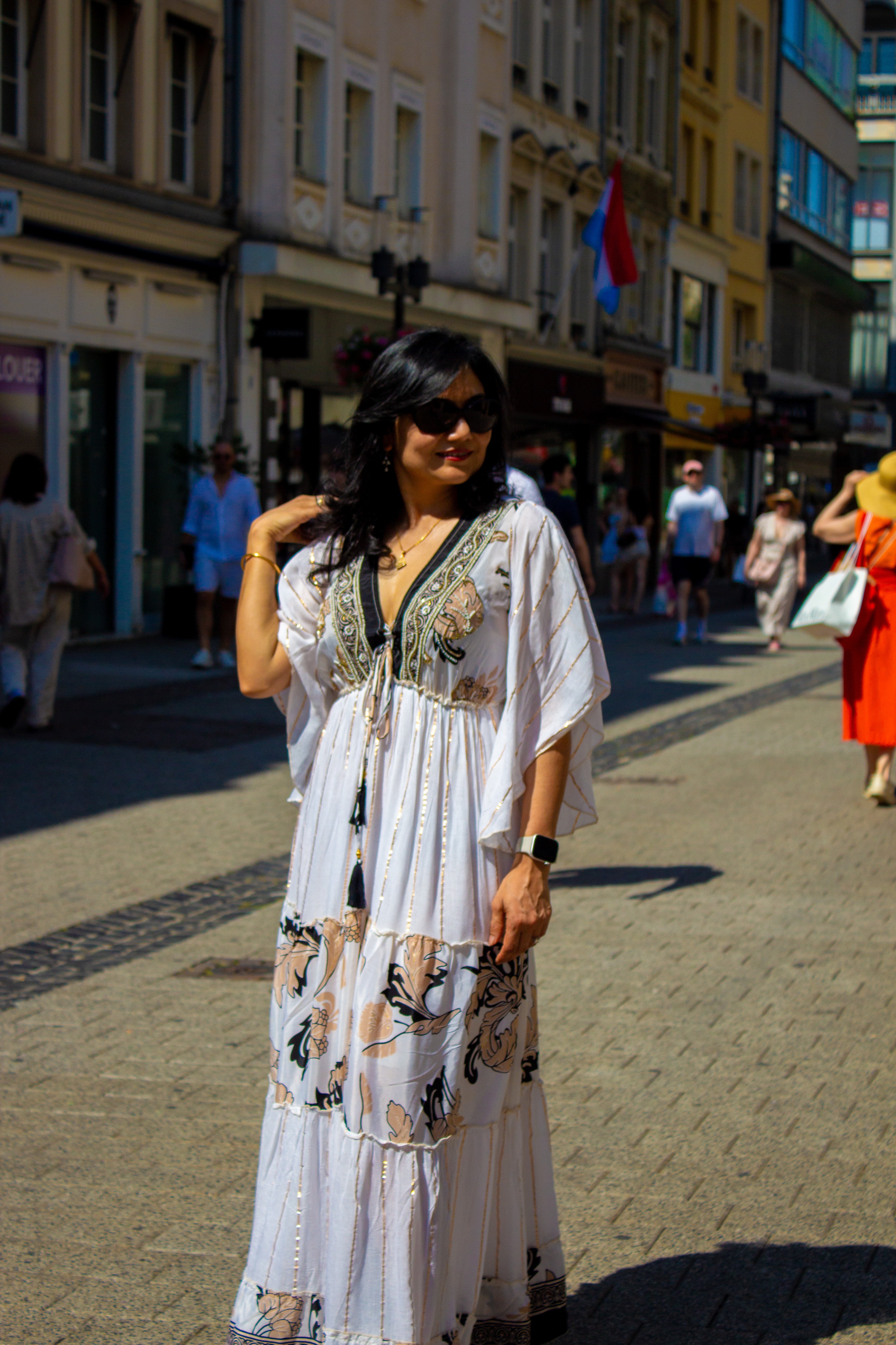 White Embellished Viscose Maxi Dress