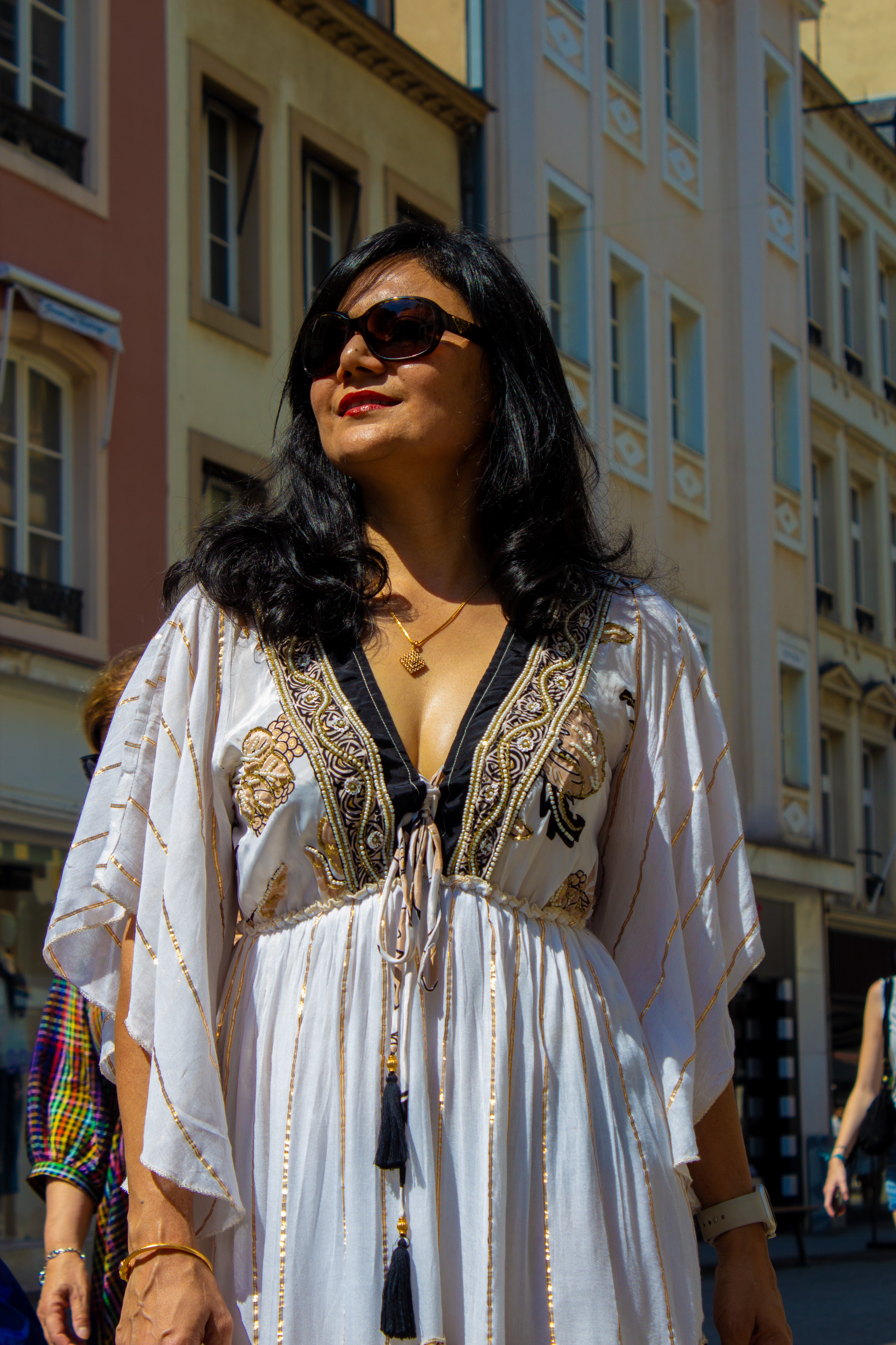 White Embellished Viscose Maxi Dress