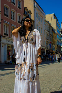 Robe multicolore en soie et viscose
