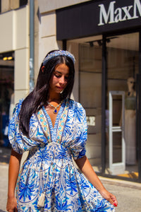 Robe multicolore en soie et viscose