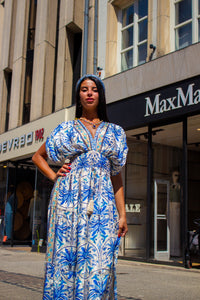 Robe multicolore en soie et viscose