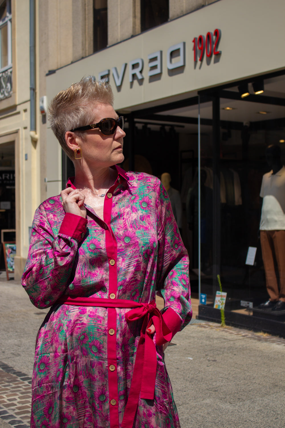 Robe multicolore en soie et viscose
