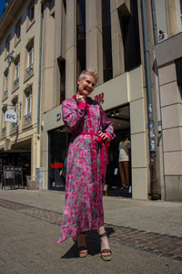 Robe multicolore en soie et viscose