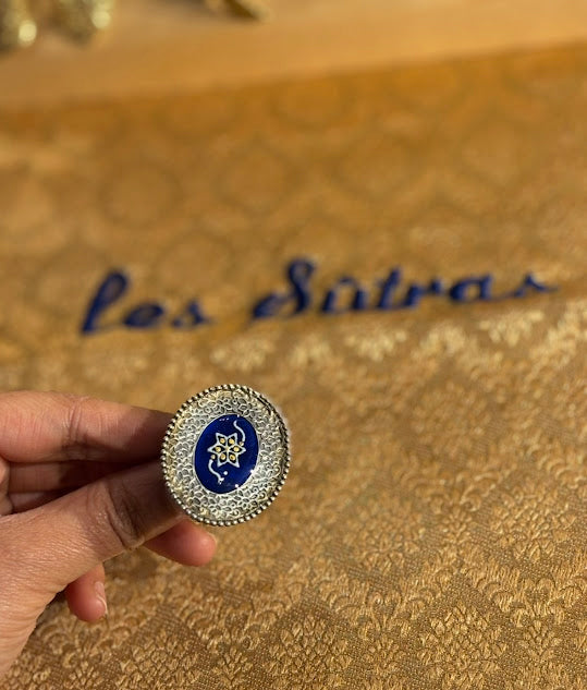 German Silver Ring Blue