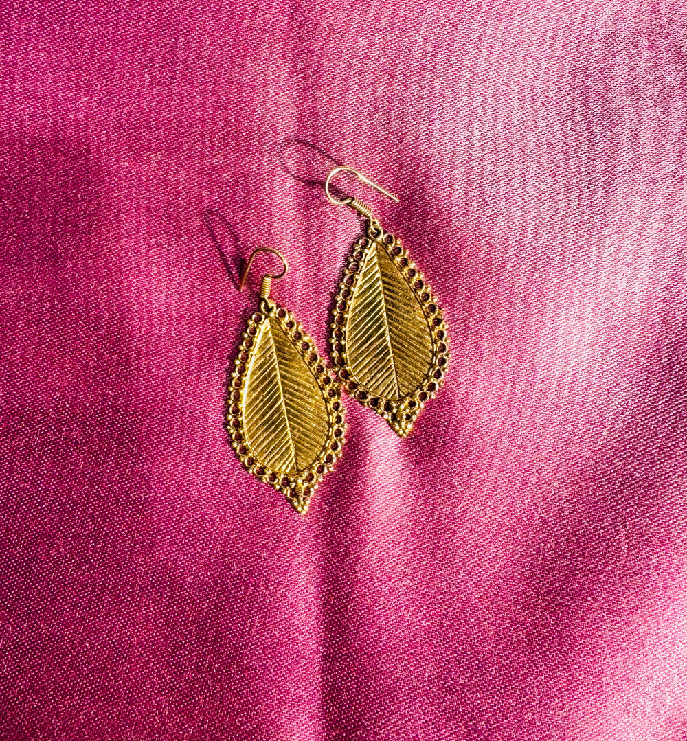 Gold-Tone Leaf Earrings