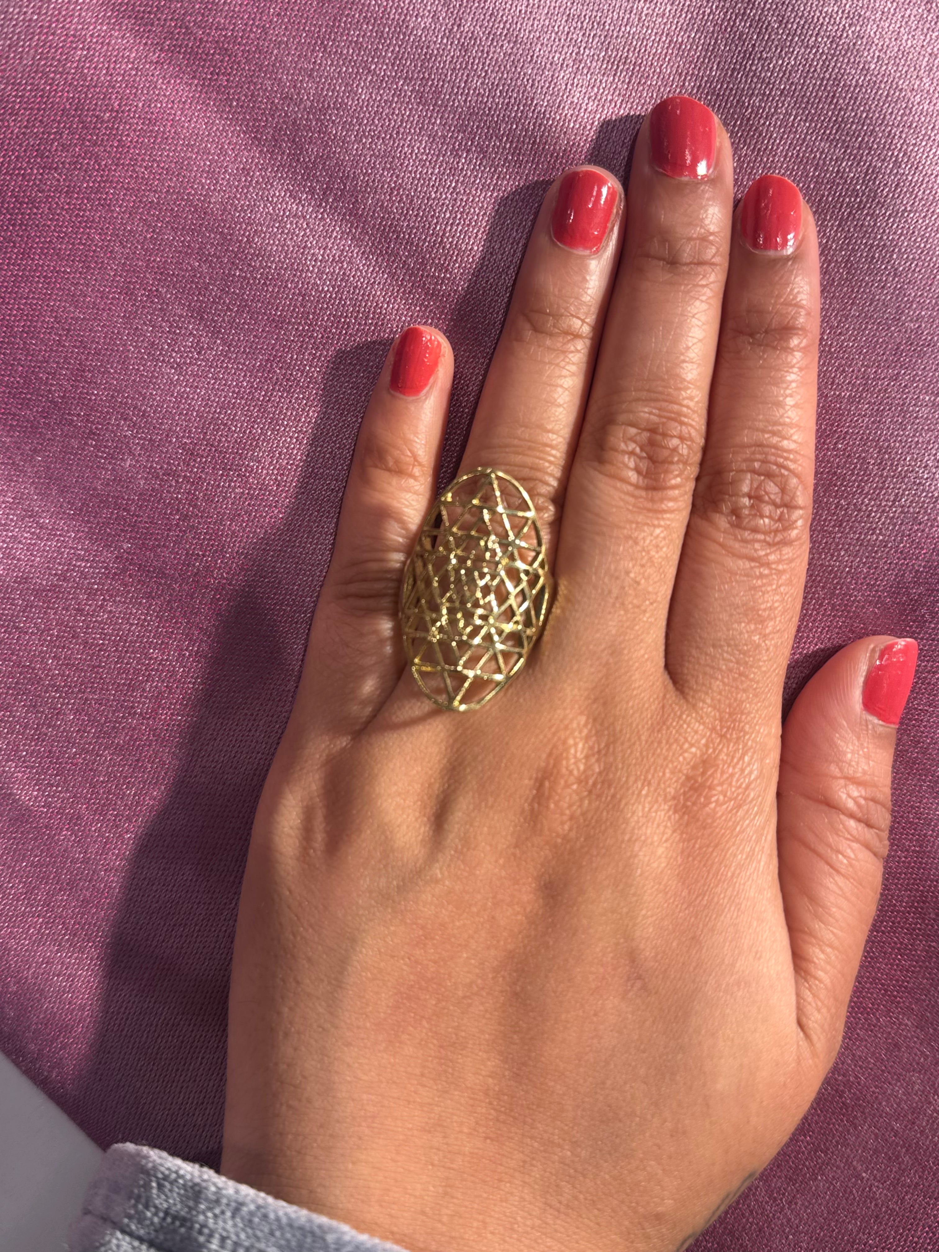 Gold-Tone Elongated Ring