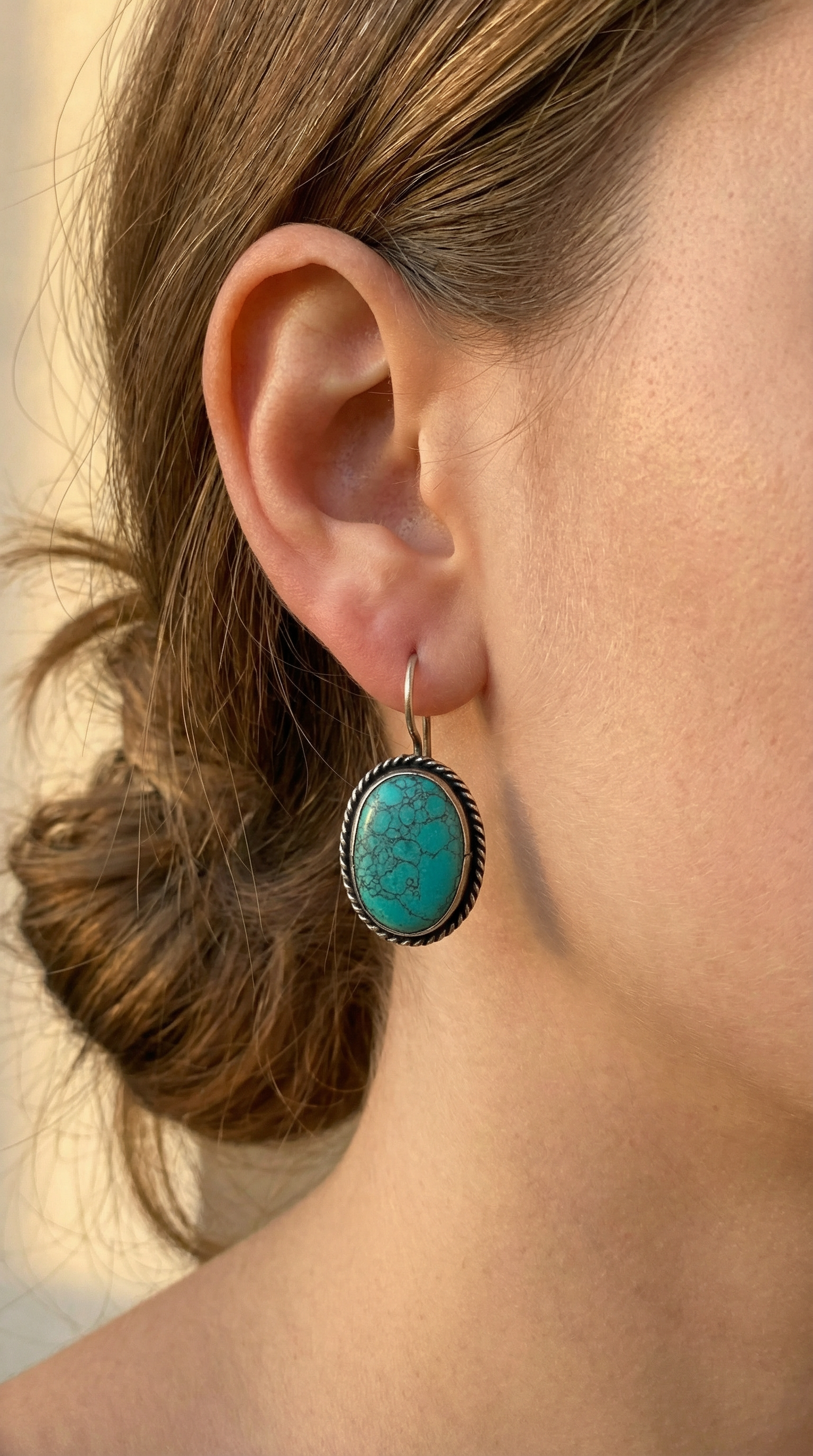 Turquoise drop earring.