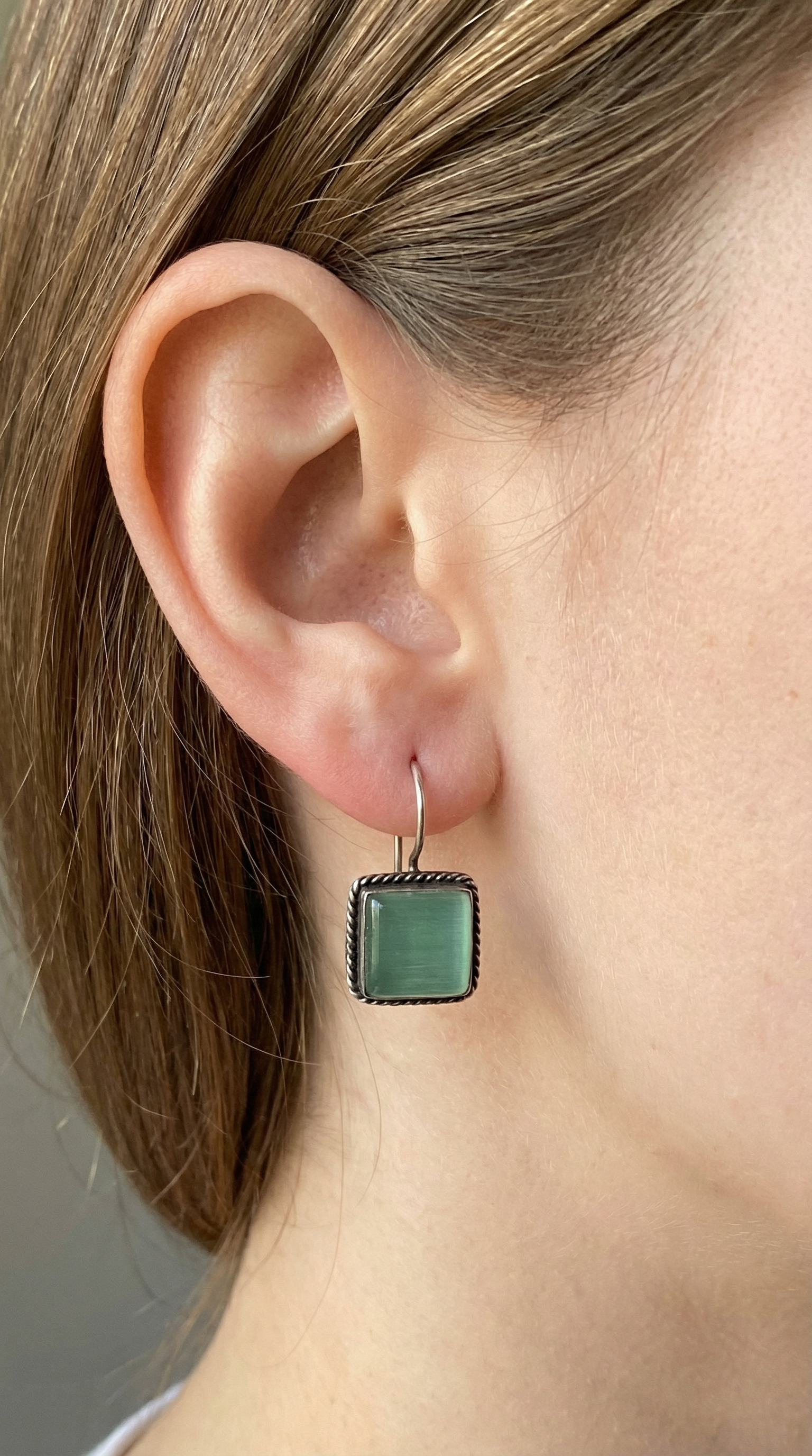 Green square stone Earrings