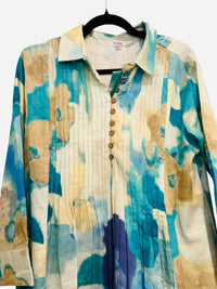 Colorful patterned shirt on a hanger against a white background - Long Cotton Pintex  Dress - 3
