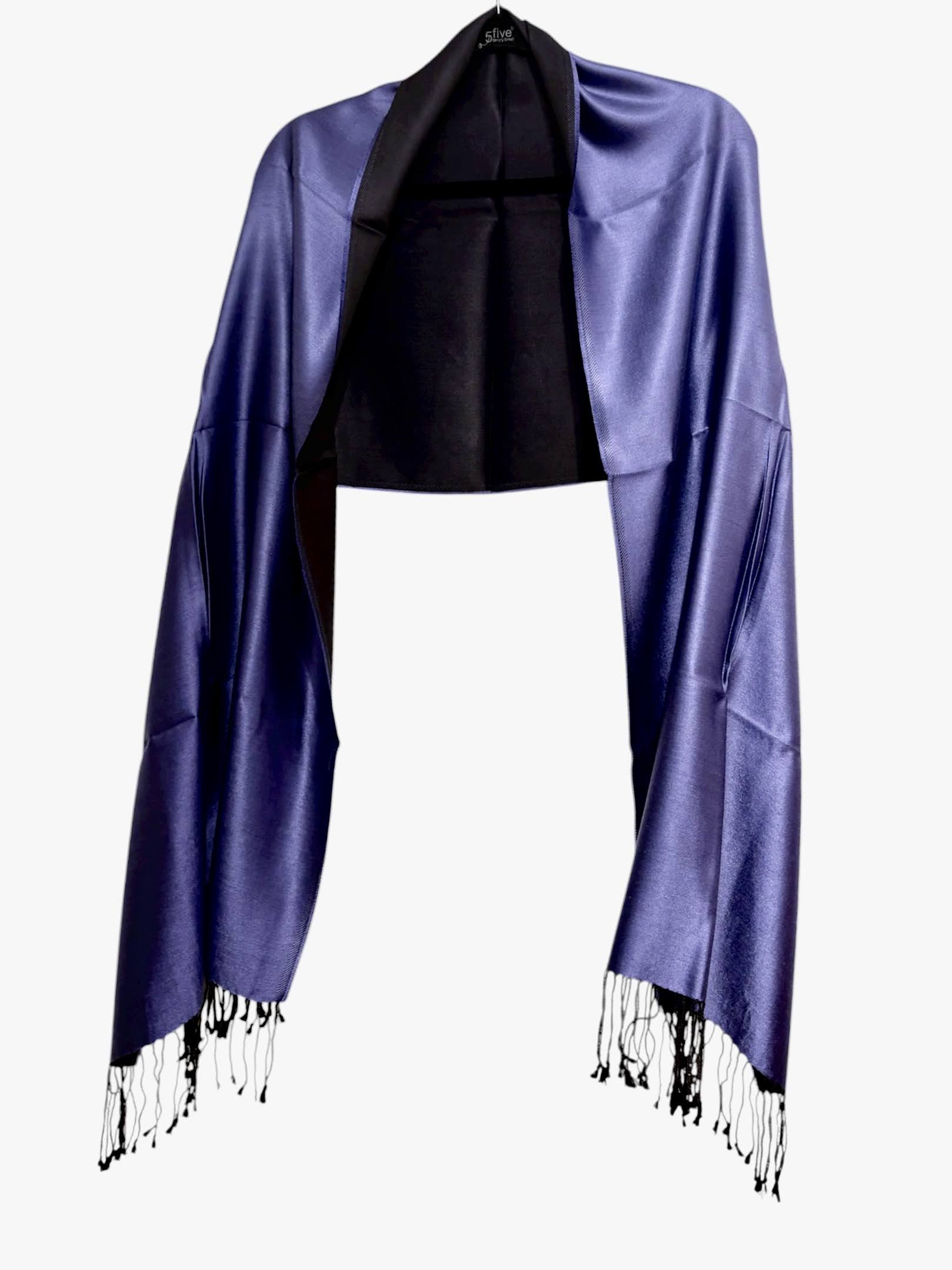 Les Sûtras Reversible Silk Scarf – Deep Purple & Black