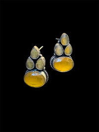 Orange Cabochon Stud Earrings