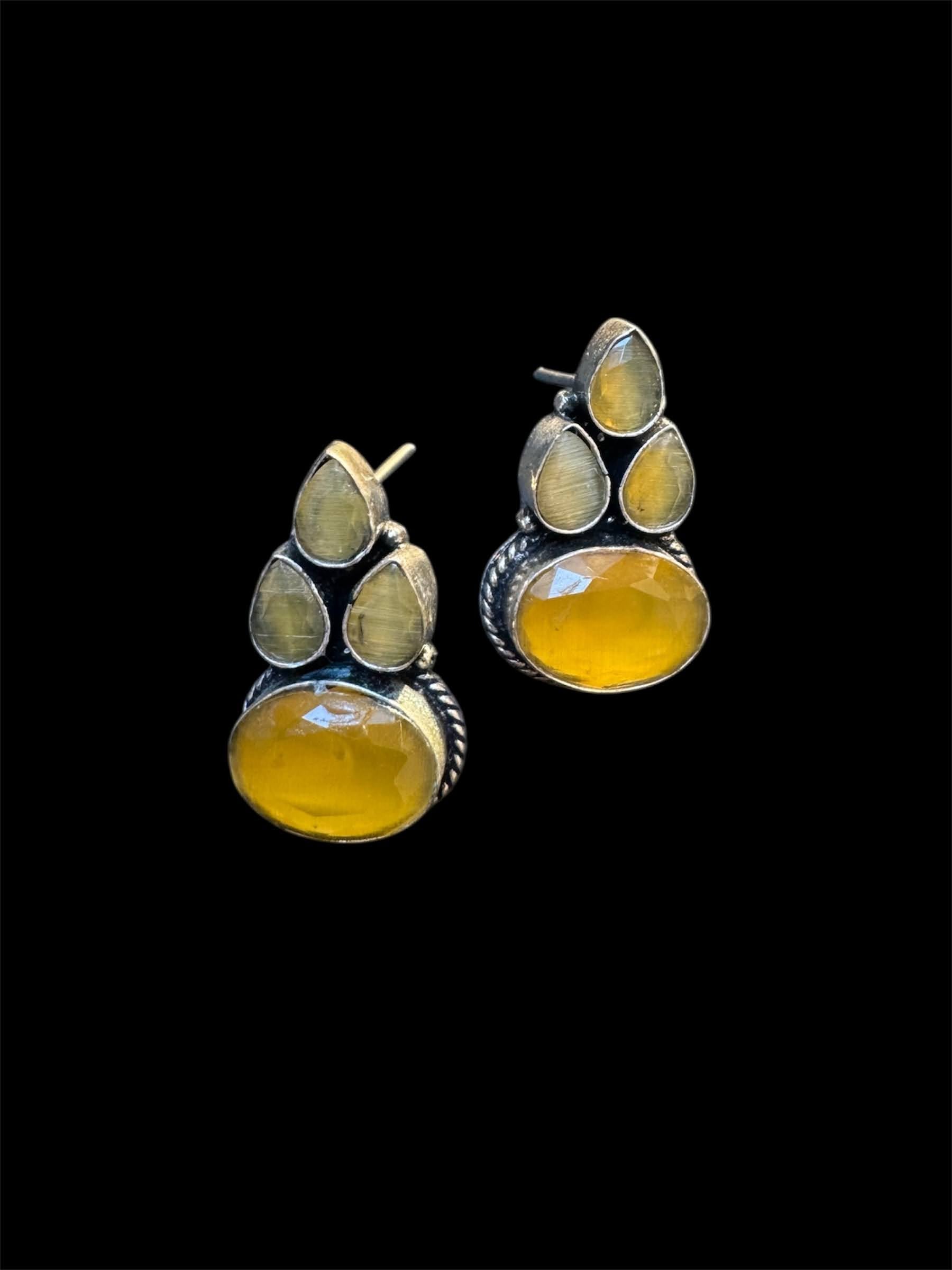 Orange Cabochon Stud Earrings