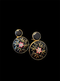 Black Onyx Round Stud Earrings