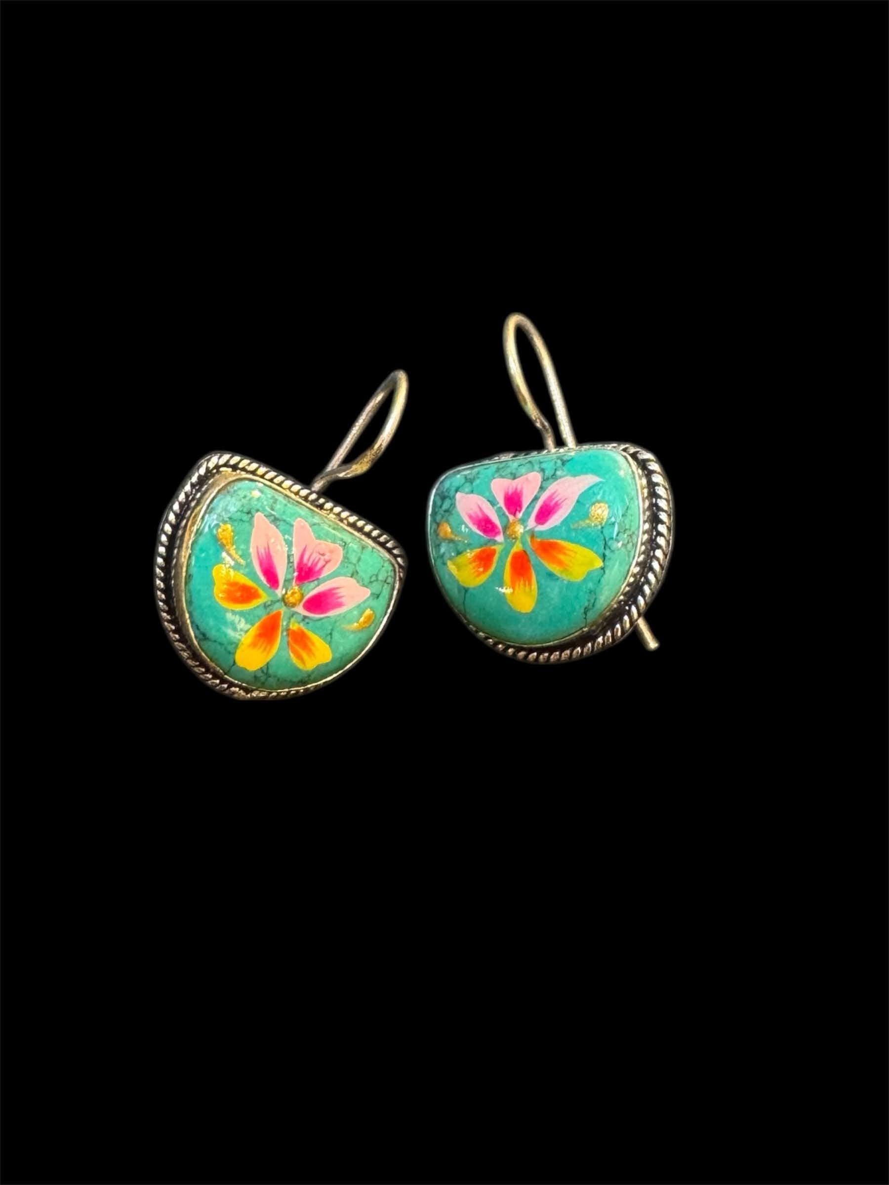 Half-Moon hand painted Earrings