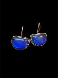 Rich Blue Half-Moon Earrings